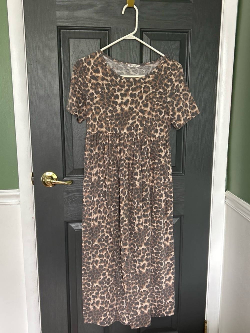 Leopard Print Midi Dress in Brown